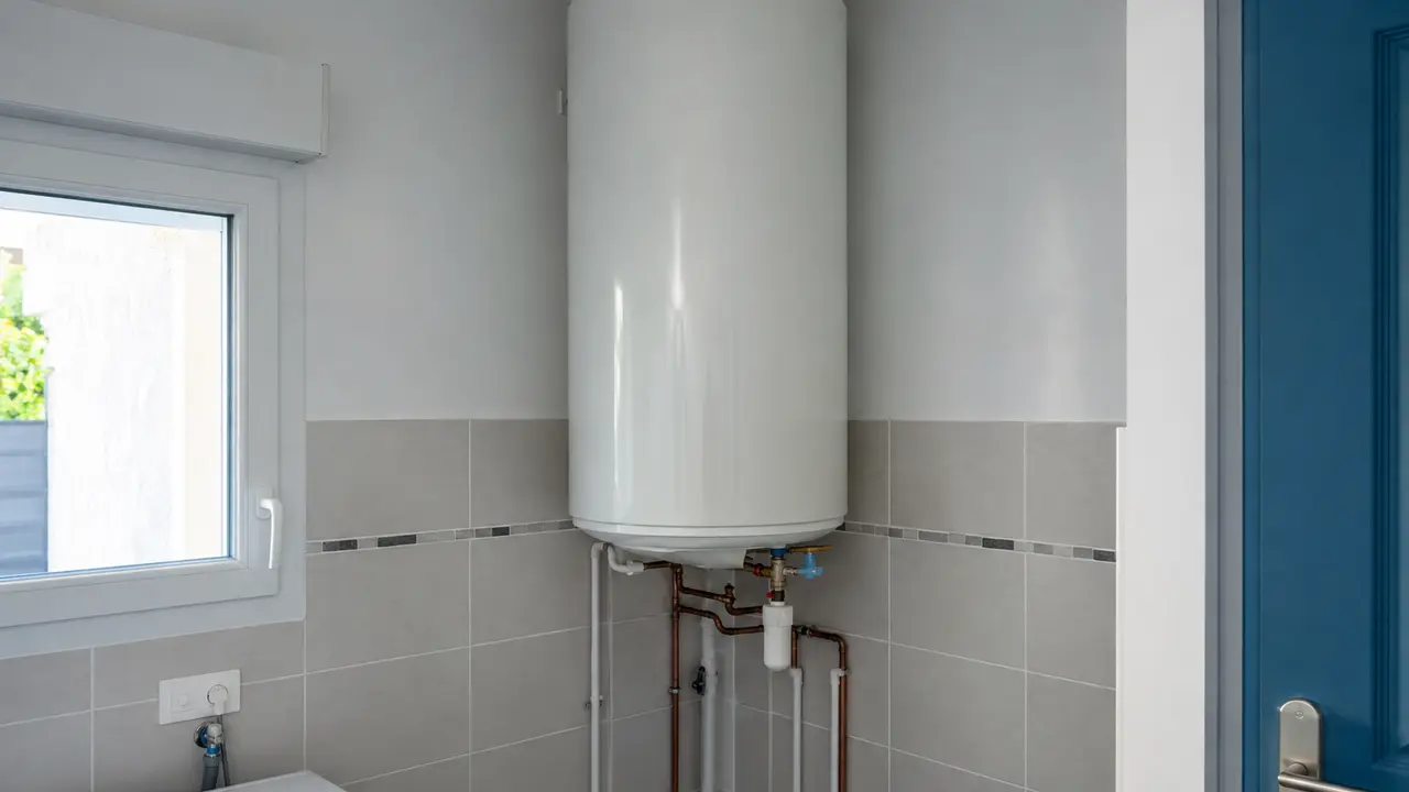 Ballon d’eau chaude électrique installé avec ses raccordements